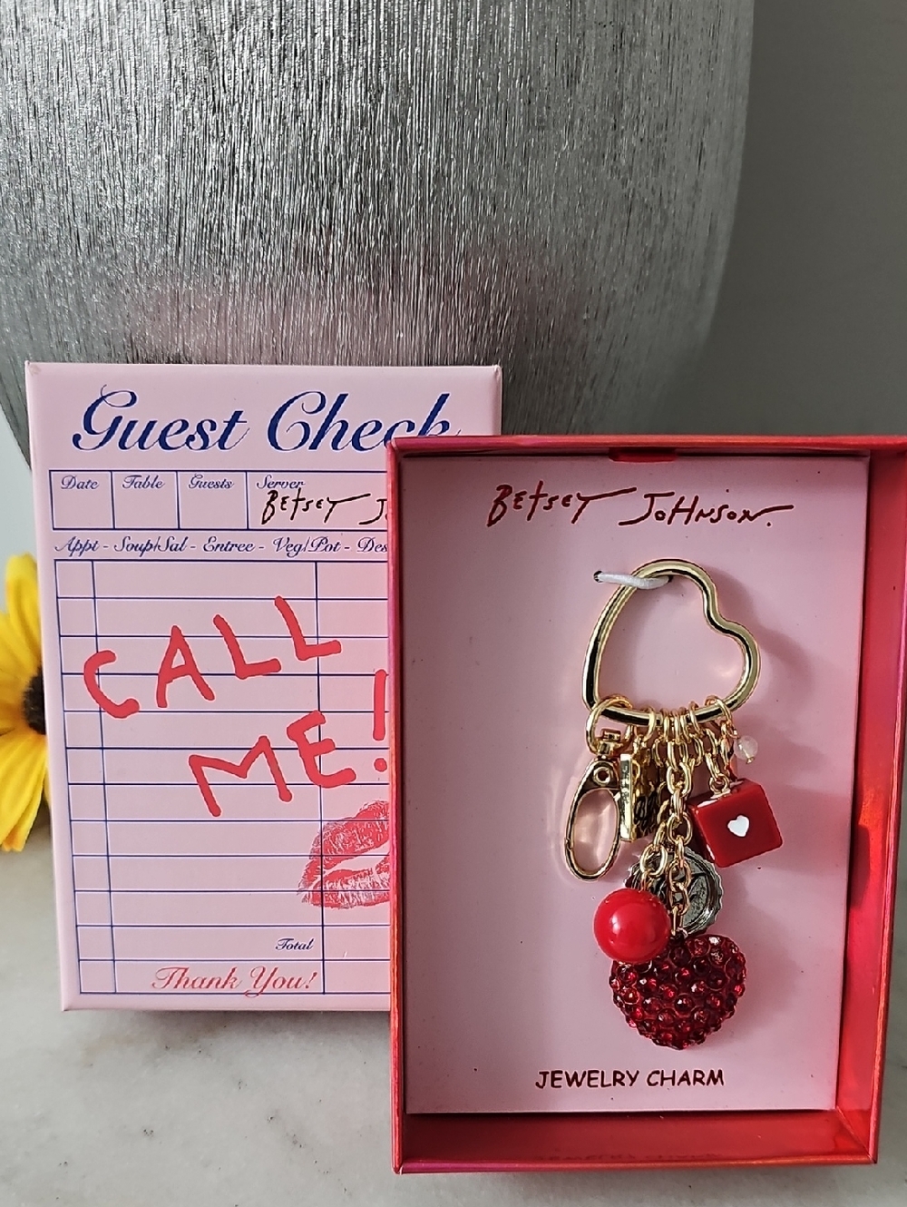 Betsey Johnson "Cherry Soda" Multi-Charm Bag Charm - Picture 2 of 5